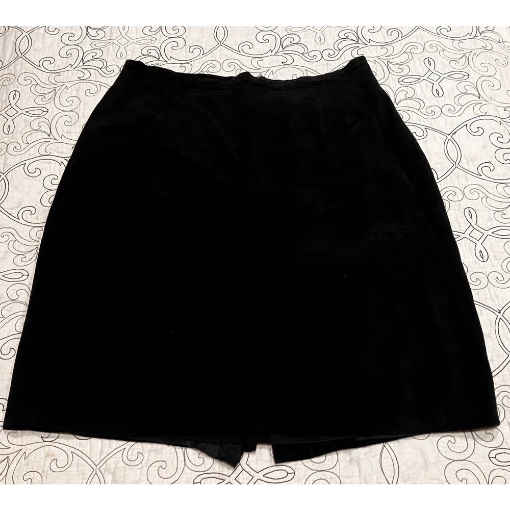 Vintage‎ Outlander Women's L 12/14 Black Suede Leather Skirt Lined Elastic Waist